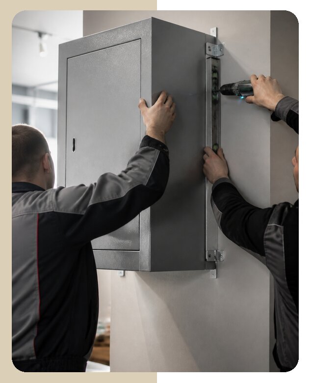 Крепление металлического шкафа к стене с выездом в Нижнем Новгороде